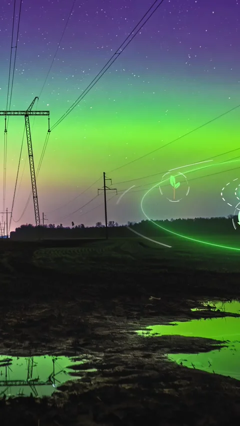 View of northern lights over rural landscape in Latvia. Stock Footage 339901695