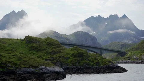 View of the Norwegian mountain bridge in the background Norway Stock Footage 224238002