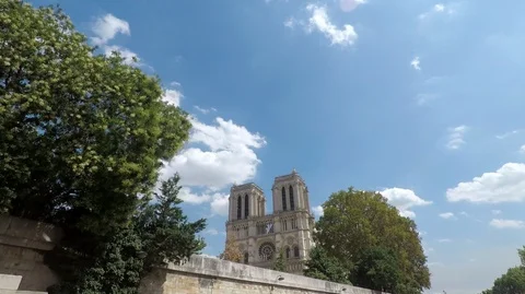 View to the Notre Dame Cathedral Stock Footage 99180854