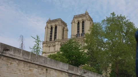 View on the Notre-Dame de Paris or Notre-Dame, medieval Catholic cathedral. Stock-Footage 308728685