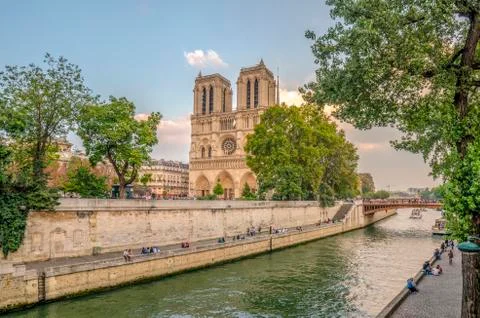 View of the Notre Dame de Paris cathedral in France Stock Photos