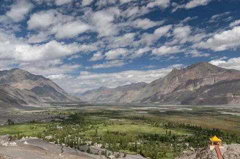 View of Nubra Valley from Diskit Monastery, Ladakh, India Stock Photos