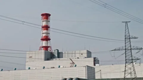 View of nuclear power station and its surroundings in Smolensk from moving car. Stock Footage 168422579