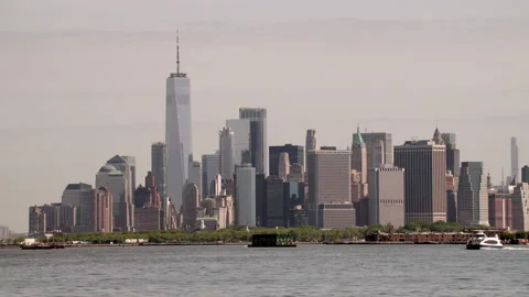 View of NYC from the river Stock Footage 201624967