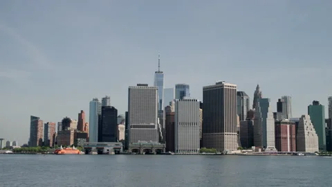 View of NYC from the river Stock Footage 201636897