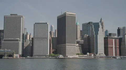 View of NYC from the river Stock Footage 201644381
