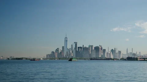 View of NYC from the river Stock Footage 201645346