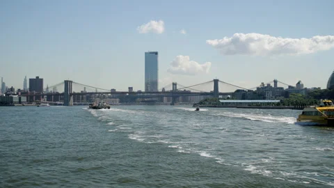 View of NYC from the river Stock Footage 201651313
