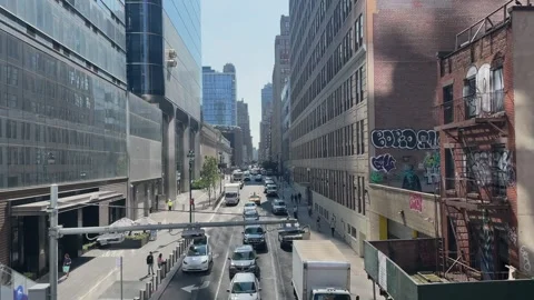 View on the NYC streets from High Line Park Stock Footage 285071729