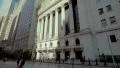View on NYSE on Wall Street Lower Manhattan, panning 4k or 4k+ Resolution