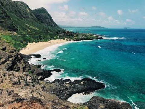 View of Oahu's eastern coastline Stock Photos
