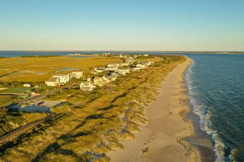View from Oak Island looking down the beach Stock Photos