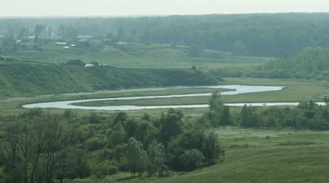 View of the Ob River Band from the high bank in Summer Stock Footage 68178076