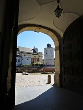 View at Observation Deck and St. Anne's Church from Entrance to The Royal Cas Stock Photos