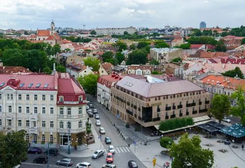 View from observation deck of the bell tower on Old Town, Vilnius Stock Photos