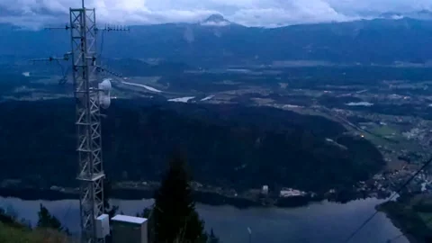 View from the observation deck of the cable car to the mountain valley Stock Footage 254151263
