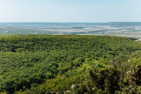 The view from the observation deck in Chufut-Kale. Bakhchisarai.Crimea. Stock Photos
