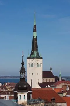 View from the observation deck on the city in the spring day Stock Photos