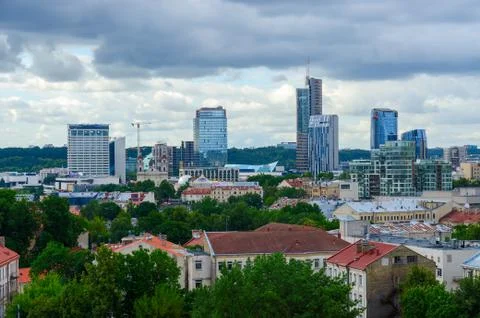 View from observation deck at high-rise buildings of City Stock Photos
