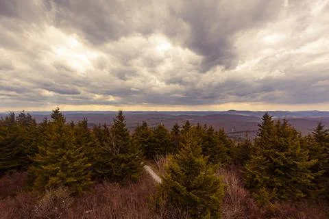 View from the observation deck of the tower at the Spruce Knob peak. Stock Photos