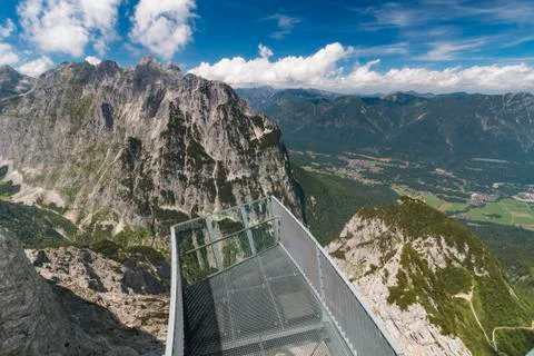 View from the observation platform on the Osterfelder Kopf in Garmisch-Parten Stock Photos