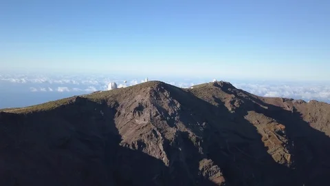 View Of Observatories From Top Of Roque De Los Muchachos, La Palma Stock Footage 117107232