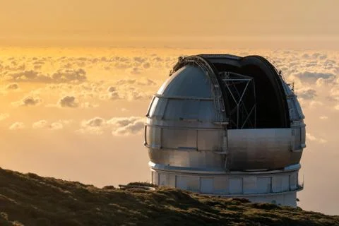 View Of Observatories From Top Of Roque De Los Muchachos, La Palma Stock Photos
