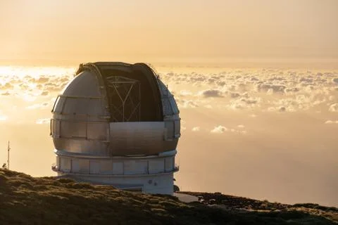 View Of Observatories From Top Of Roque De Los Muchachos, La Palma Stock Photos
