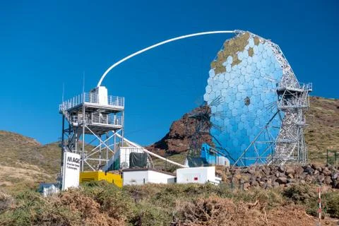 View Of Observatories From Top Of Roque De Los Muchachos, La Palma Stock Photos