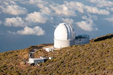 View Of Observatories From Top Of Roque De Los Muchachos, La Palma Stock Photos