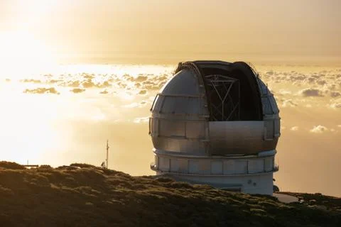 View Of Observatories From Top Of Roque De Los Muchachos, La Palma Stock Photos
