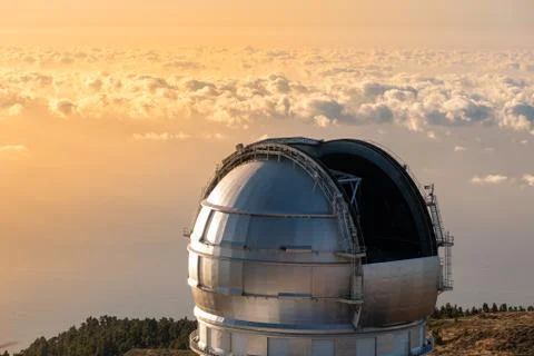 View Of Observatories From Top Of Roque De Los Muchachos, La Palma Stock Photos