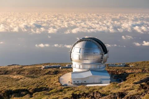 View Of Observatories From Top Of Roque De Los Muchachos, La Palma Stock Photos