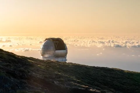 View Of Observatories From Top Of Roque De Los Muchachos, La Palma Stock Photos