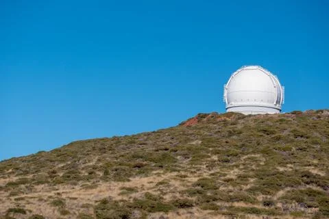 View Of Observatories From Top Of Roque De Los Muchachos, La Palma Stock Photos
