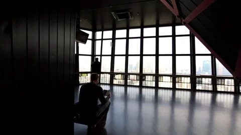 View of observatory of Tokyo Tower and the city from 332.9m height. Japan Stock Footage
