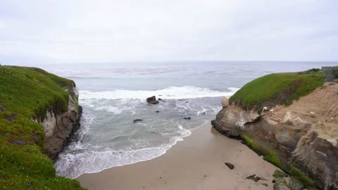 View of the ocean and cape with rocks in California. Top view Stock Footage 154354582