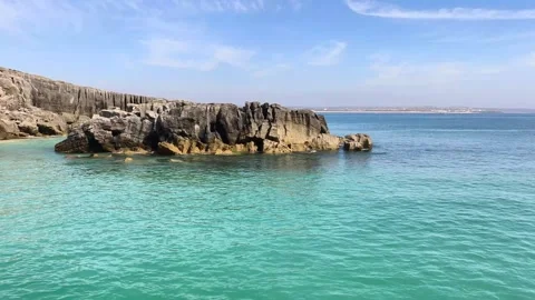 View of the ocean and rocks in Peniche, Portugal 스톡 동영상 334188117