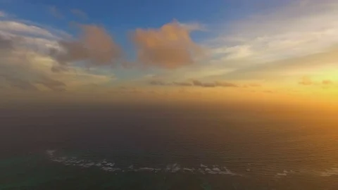 View of the ocean and sunset in the middle of the ocean Stock Footage 72152803