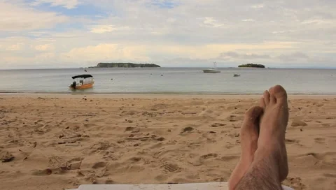 View of ocean from beach chair Stock Footage 6708441