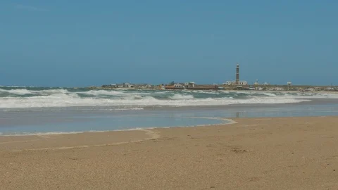 View of the ocean in front of Cabo Polonio small village. Video stock 87721659