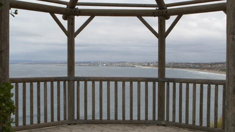View of ocean from gazebo 스톡 동영상 108577271