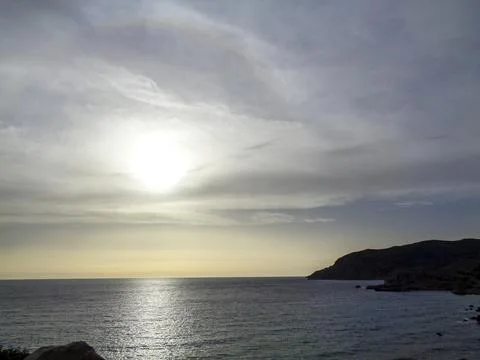 View to the ocean in greece Stock Photos