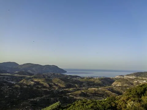 View to the ocean in greece Stock Photos