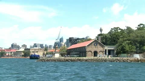 View from the ocean to the house, behind is large city Sydney Stock Footage 11164147