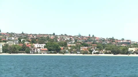 View from the ocean to the houses Stock Footage 11164780