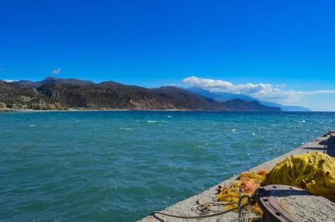 View of the ocean from the Paleochora Stock Photos
