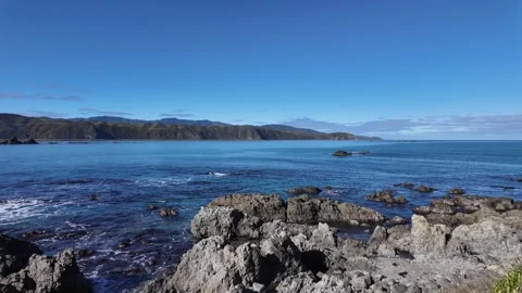 A view of the Ocean from the rocks Stock Footage 281118366