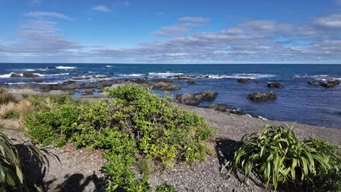 A view of the Ocean from the Rocky Beach Stock Footage 281135863