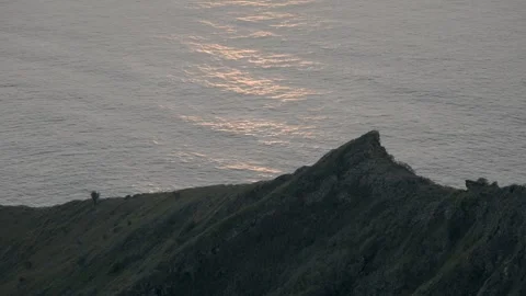 View of ocean from top of koko Head trail at sunrise Honolulu Hawaii Stock Footage 312760549
